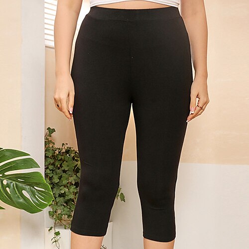 

Women's Plus Size Chinos Leggings Solid Color Sporty Casual Daily Going out High Calf-Length Winter Fall Black XL XXL 3XL 4XL