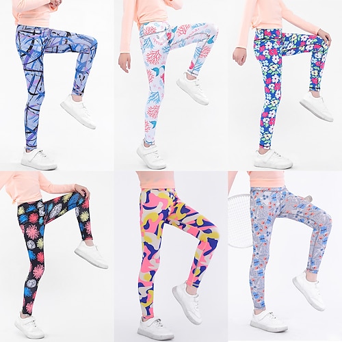 

Kids Girls' Leggings Graphic Fashion Training 7-13 Years Winter Light Purple Black Blue