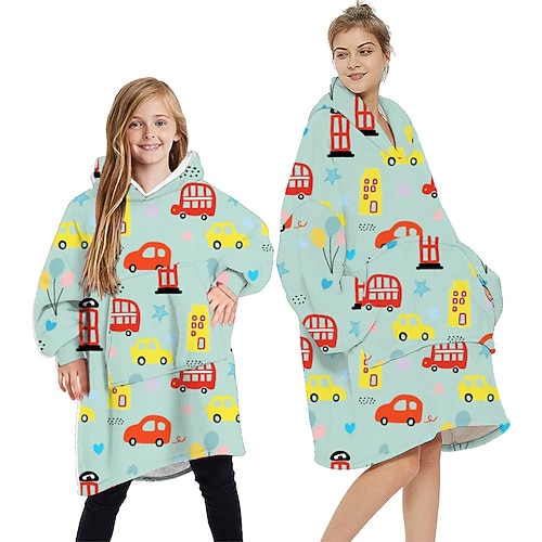 

Kid's Adults' Oversized Hoodie Blanket Wearable Blanket With Pocket Cartoon Print Onesie Pajamas Flannel Cosplay For Men's Women's Boys Christmas Animal Sleepwear Cartoon Festival / Holiday Costumes