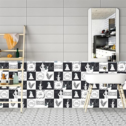 

10PCS Nordic Cartoon Animal Crystal Hard Piece Tile Stickers On Kitchen Bathroom Home Renovation Decoration Self-Adhesive Wall Stickers 15CM15CM