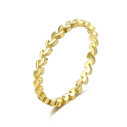 

Ring Party Classic Gold S925 Sterling Silver Leaf Stylish Simple 1PC