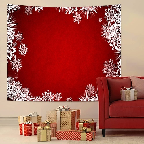 

Christmas Santa Claus Holiday Party Wall Tapestry Photography Background Art Decor Blanket Hanging Home Bedroom Living Room Decoration Tree Snowman Elk Snowflake Candle Gift Fireplace