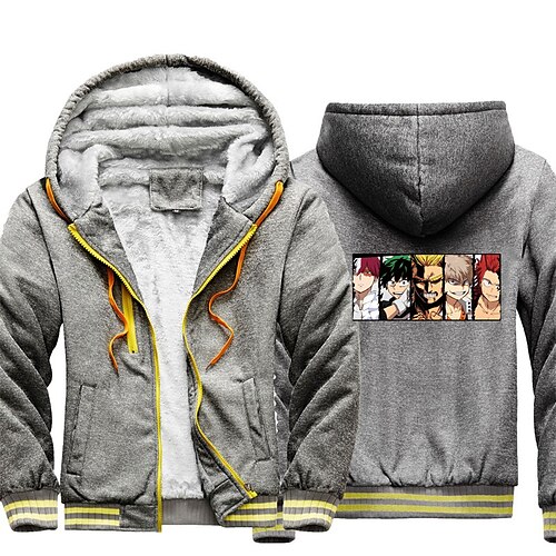 

Inspired by My Hero Academia Todoroki Shoto Bakugou Katsuki Deku Hoodie Outerwear Sherpa Jacket Anime Graphic Outerwear For Men's Women's Unisex Adults' Hot Stamping 100% Polyester Casual Daily