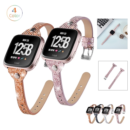 

1PC Smart Watch Band Compatible with Fitbit Versa 2 / Versa / Versa Lite PU Leather Smartwatch Strap Adjustable Breathable Shockproof Leather Loop Replacement Wristband