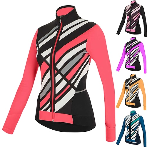 

21Grams Women's Cycling Jersey Long Sleeve Bike Jersey Top with 3 Rear Pockets Mountain Bike MTB Road Bike Cycling Breathable Quick Dry Moisture Wicking Reflective Strips Purple Yellow Rosy Pink