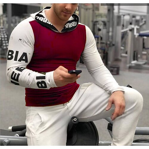 

Per uomo Camicia da allenamento T-shirt da corsa Collage Manica lunga Superiore Sportivo Athleisure Inverno Cotone Traspirante Morbido Corsa Jogging Addestramento abbigliamento sportivo Abbigliamento