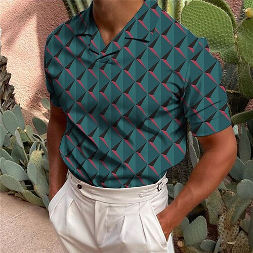 

Per uomo POLO Camicia da golf Golf Stampe astratte Geometria Collo ripiegabile Verde Marrone Stampa 3D Esterno Strada Maniche corte Stampa Abbigliamento Di tendenza Originale Informale Traspirante