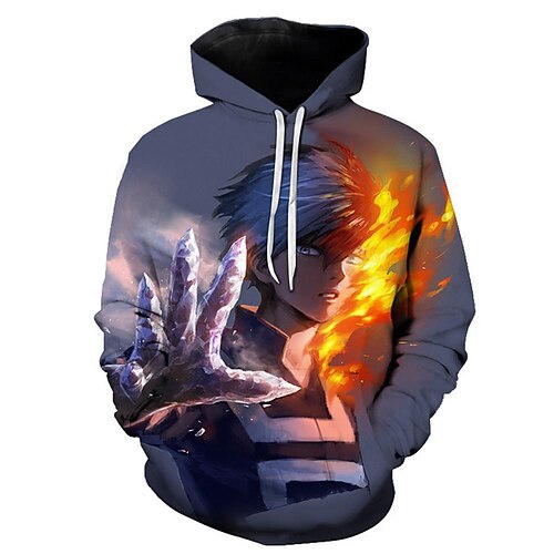 

My Hero Academia Cobertor Moletom Desenho Mangá Anime Bolso frontal Arte Gráfica Moletom Para Homens Mulheres Unisexo Adulto Impressão 3D 100% Poliéster Casual / Diário
