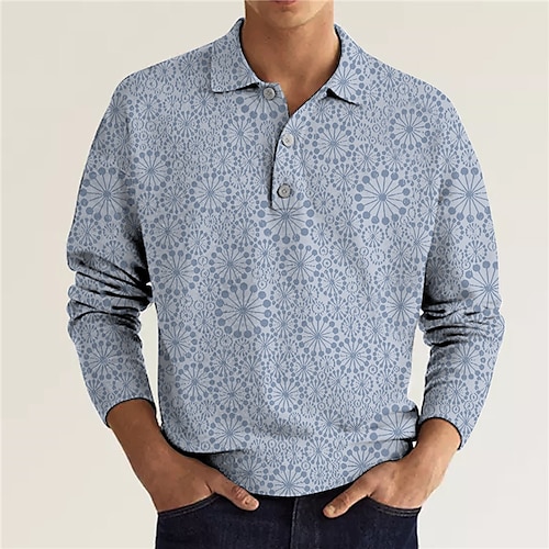 

Men's Collar Polo Shirt Golf Shirt Graphic Prints Turndown Black Blue Yellow 3D Print Outdoor Street Long Sleeve Button-Down Print Clothing Apparel Fashion Designer Casual Soft