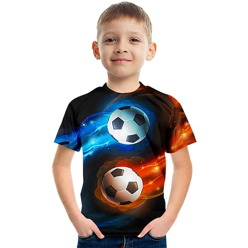 

Kid Boys World Cup T shirt Tee Football Short Sleeve Crewneck Children Top Casual Sports Daily Summer Black 3-12 Years