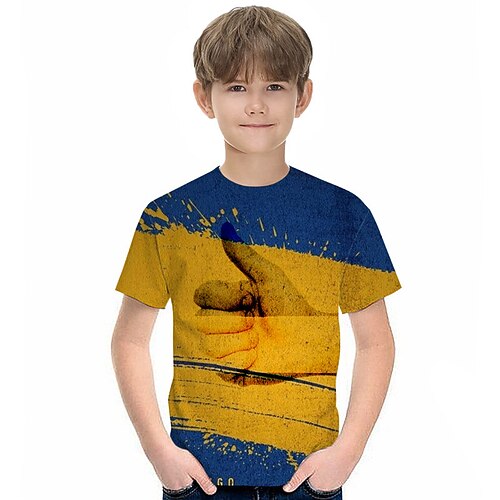 

Kids Boys World Cup T shirt Tee Graphic Short Sleeve Crewneck Children Top Casual 3D Print Sports Daily Summer Yellow 3-12 Years