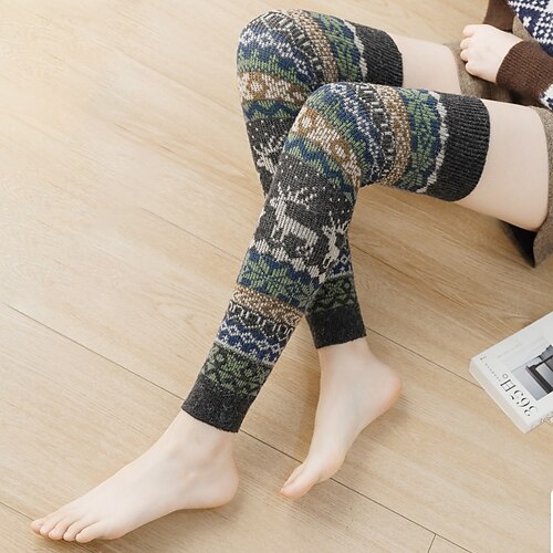 

Women's Leg Warmers Boot Cuffs Home Daily Color Block Animal Patterned Wool Knit Vacation Cosplay Warm 1 Pair