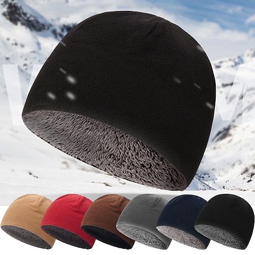 

Winter Skull Cap Thermal Helmets Liner Cycling Running Beanie Hats Cover Fleece Ears for Adults Men and Women Outdoor