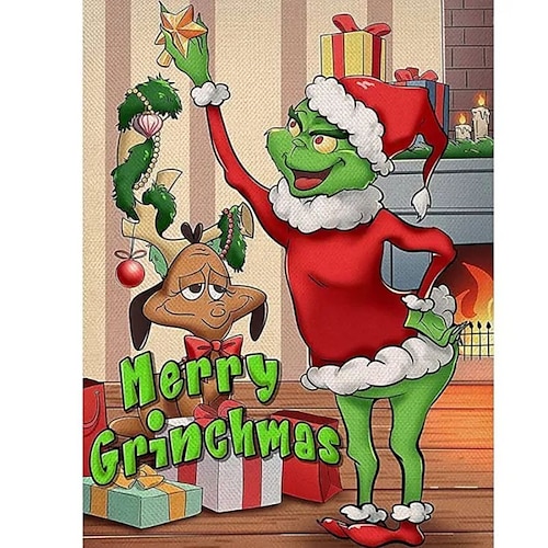 

1 Panel Christmas Prints Grinch Wall Art Modern Picture Home Decor Wall Hanging Gift Rolled Canvas Unframed Unstretched