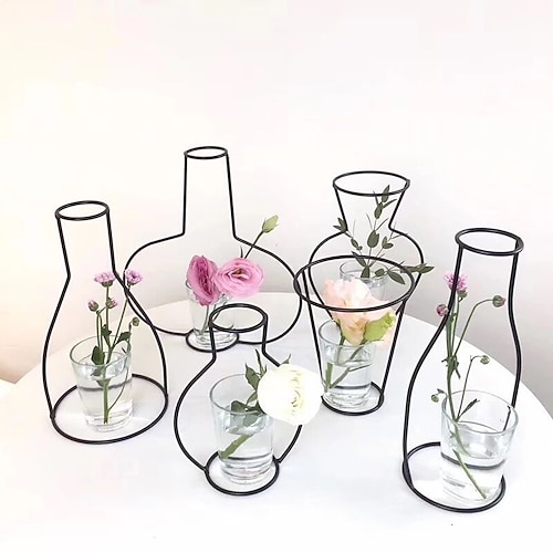 

1pcs Minimal Iron Art Iron Flower Frame Abstract Creativity Simulation Flower Ornaments Flower Ware Nordic Style