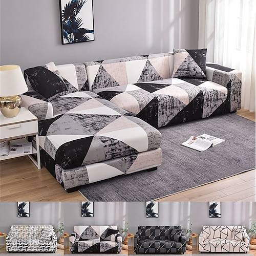 

Stretch Sofa Cover Slipcover with Seat Cover Elastic Sectional Couch Armchair Loveseat 4 Or 3 Seater L Shape Soft Durable Washable