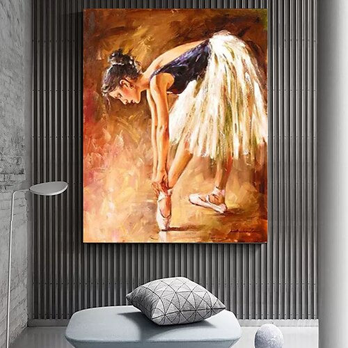 

Confeccionada à Mão Pintura a Óleo Pintados à mão Vertical Pessoas Moderna Moderno Tela enrolada (sem moldura)