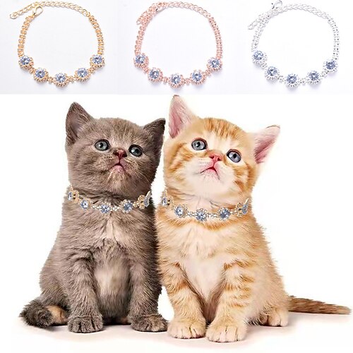 

2 Pcs Pet Collar with Diamonds Adjustable Crystal Diamond Elastic Heart Claw Pendant Universal for Cats and DogsWedding cat and Dog Small pet Necklace Jewelry