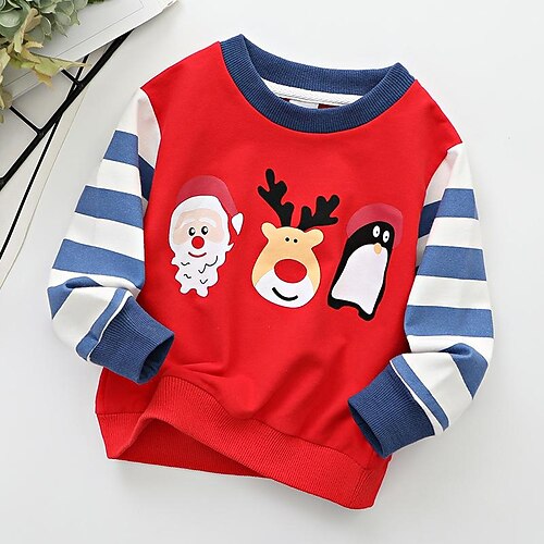 

Toddler Boys Christmas T shirt Tee Santa Claus Elk Long Sleeve Children Top Casual Fashion Daily Winter Fall Wine 3-7 Years