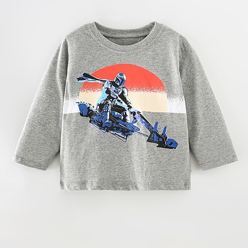 

Baby Drenge T-shirt T-shirt Dinosaurus Langærmet Børne Top Afslappet Yndig Daglig Vinter Efterår Grøn 7-13 år