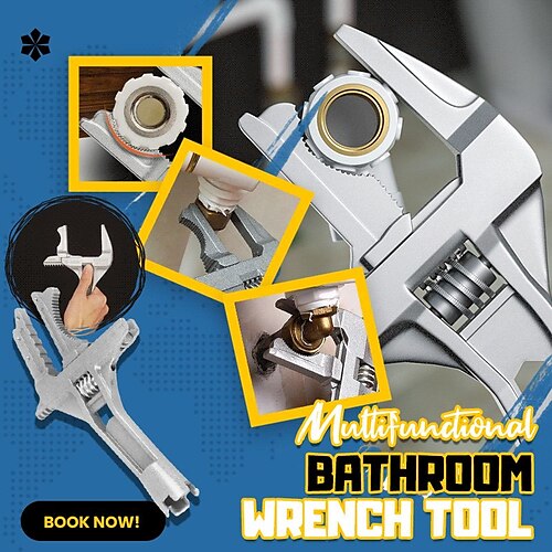 

Bathroom Adjustable Wrench for Tight Spaces, 6-75mm Multifunction Aluminum Spanner for Plumbing Task Pipe Tube Nut Toilet Washbasin Sink Pool