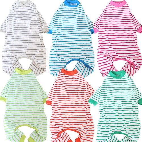 

Dog Cat Sweatshirt Stripes Fashion Cute Outdoor Casual Daily Dog Clothes Puppy Clothes Dog Outfits Soft Green Blue Pink Costume for Girl and Boy Dog Cloth 8 9 7 6