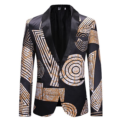 

Men's Coat Breathable Office Single Breasted One-button Geometry 3D Printed Graphic Turndown Fashion Jacket Outerwear Long Sleeve Pocket Fall & Winter