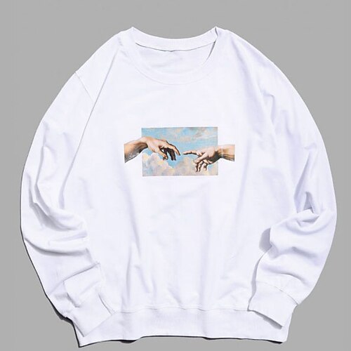 

Men's Sweatshirt Pullover Black Gray White Crew Neck Graphic Hand Print Sports Outdoor Sports Streetwear Hot Stamping Basic Streetwear Casual Winter Fall Clothing Apparel Hoodies Sweatshirts