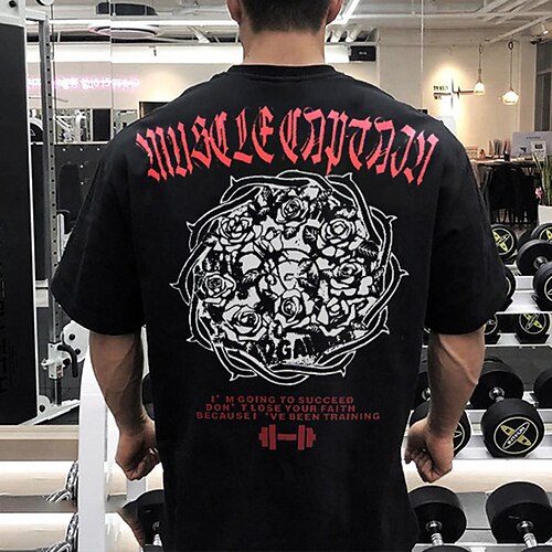 

Men's Running T-Shirt Workout Shirt Short Sleeve Top Athletic Athleisure Cotton Breathable Soft Sweat wicking Running Jogging Training Sportswear Activewear Black Khaki White