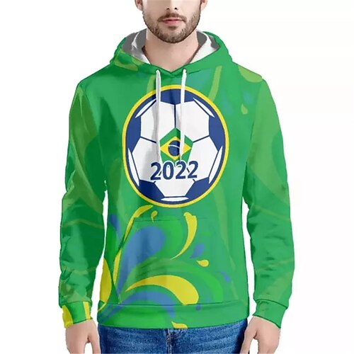 

Men's Pullover Hoodie Sweatshirt Green Blue Yellow Hooded Football Graphic Prints Print Daily Sports 3D Print Basic Streetwear Designer Spring & Fall Clothing Apparel Hoodies Sweatshirts