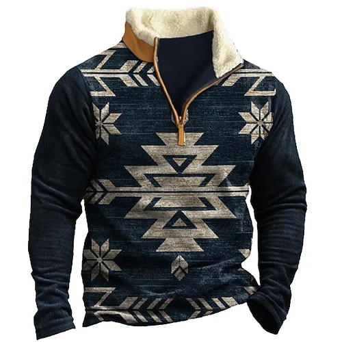 

Men's Zip Up Sweatshirt Pullover Green Black Blue Orange Navy Blue Half Zip Graphic Prints Zipper Print Daily Sports Going out 3D Print Basic Boho Casual Winter Clothing Apparel Hoodies Sweatshirts