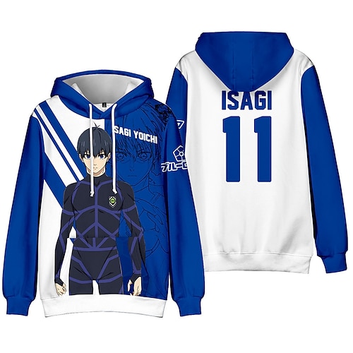 

Inspired by Blue Lock Isagi Yoichi Hoodie Cartoon Manga Print Front Pocket Graphic Hoodie For Men's Women's Unisex 3D Print Polyster Casual Daily
