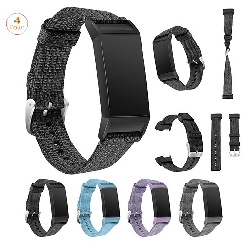 

1 PC Correa de Smartwatch Compatible con Fitbit Charge 3 / Charge 3 SE / Charge 4 Nailon Reloj inteligente Correa Multicapa Ajustable Transpirable Correa Deportiva Reemplazo Pulsera