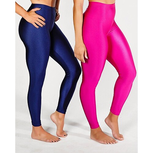 

Women's Leggings Yoga Pants Tummy Control Butt Lift High Waist Yoga Fitness Gym Workout Leggings Bottoms Violet Silvery Apricot Spandex Sports Activewear High Elasticity Skinny / Athletic