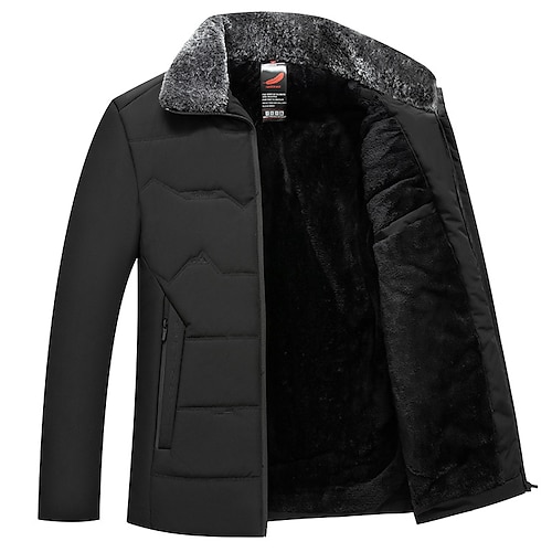 

Men's Puffer Jacket Quilted Jacket Parka Outdoor Casual / Daily Date Going out To-Go Pure Color Outerwear Clothing Apparel Black Light Green Dark Navy