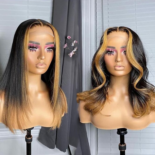 

Unprocessed Virgin Hair 13x4 Lace Front Wig Short Bob Brazilian Hair Straight Wavy Multi-color Wig 130% 150% Density with Baby Hair Highlighted / Balayage Hair Natural Hairline 100% Virgin Pre-Plucked