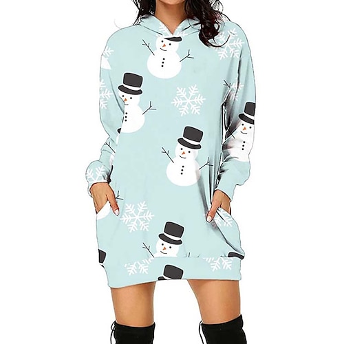 

Women's Hoodie Dress Mini Dress Light Pink Wine Orange Long Sleeve Letter Patchwork Winter Fall Autumn Hooded Christmas Vacation 2022 S M L XL XXL