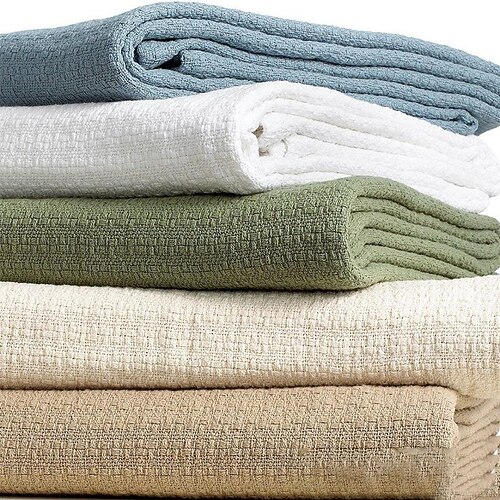 

100% Cotton Waffle Weave Throw Blankets, Washed Soft Warm Home Decorative Lightweight Breathable Blanket for Couch Bed Sofa All Season, King Queen Twin Size Woven Knit Blankets