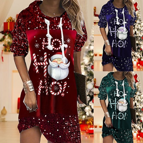 

Damen Rotes Weihnachtskleid Sweatkleid Minikleid Urlaub Modisch Weihnachten Täglich Urlaub Mit Kapuze Bedruckt Buchstabe Weihnachtsmann 2023 Regular Fit Hellgrün Wein Blau S M L XL XXL