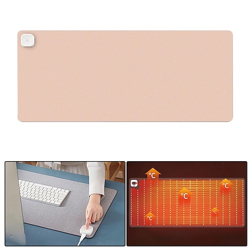 

Heated Desk Mat 3 Speeds PU Leather Shock Absorption Laptop Computer PC Pads Mat Warm Keyboard and Mouse Pad for Table Work Home