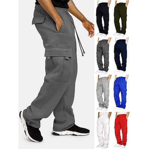 

Men's Joggers Cargo Pants Bottoms Street Athleisure Winter Breathable Soft Sweat wicking Fitness Gym Workout Running Loose Fit Sportswear Activewear Solid Colored Dark Grey Black White