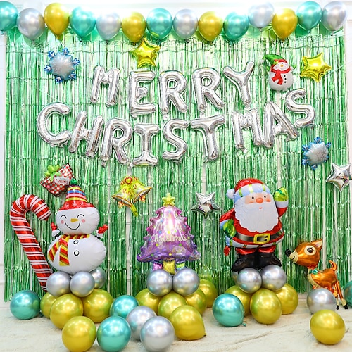 

Christmas Party Balloon Set Creative Scene Layout Rain Wall Decoration Santa Claus Snowman Balloon Package