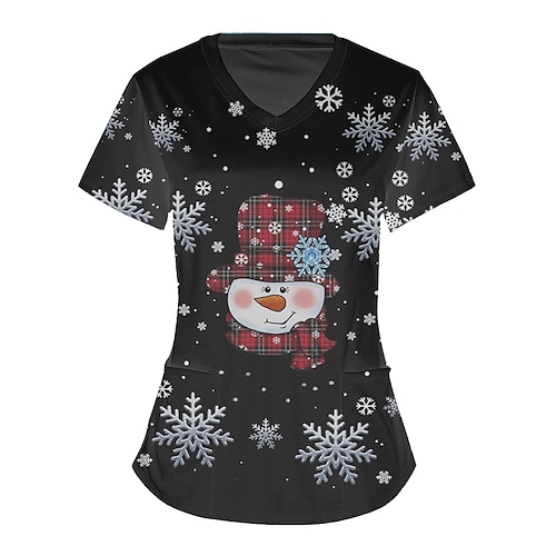 

Snowman Masquerade T-shirt Women's Christmas Christmas Carnival Masquerade Adults' Christmas Vacation Polyester Top