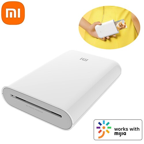 

original xiaomi mi lommefotoskriver bærbar 300dpi bildeskriver med selvklebende fotopapir