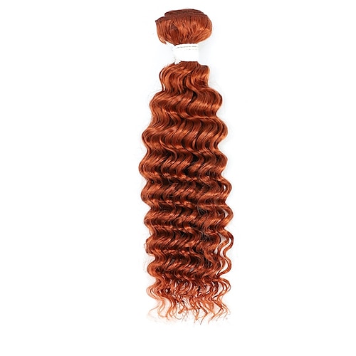 

Human Hair Bundle Deep Wave #350 Burnt Orange Color 12 Inch 1 Bundle Double Weft Curly Wave 100% Brazilian Human Hair Bundle Ginger Color