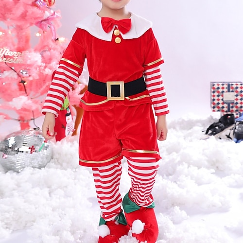 

2 Pieces Toddler Boys Ugly Christmas T-shirt & Pants Outfit Stripe Long Sleeve Cotton Set Outdoor Fashion Adorable Winter Fall 3-7 Years Red