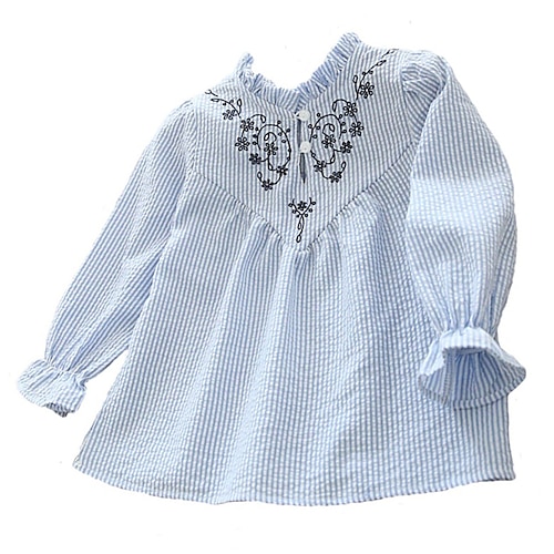 

Chemise Enfants Fille Floral Extérieur manche longue Le style mignon Coton 2-8 ans Automne Bleu clair Blanche