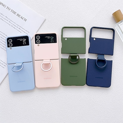 

Phone Case For Samsung Galaxy Flip Z Flip 4 Bumper Frame Flip Full Body Protective Solid Colored TPU