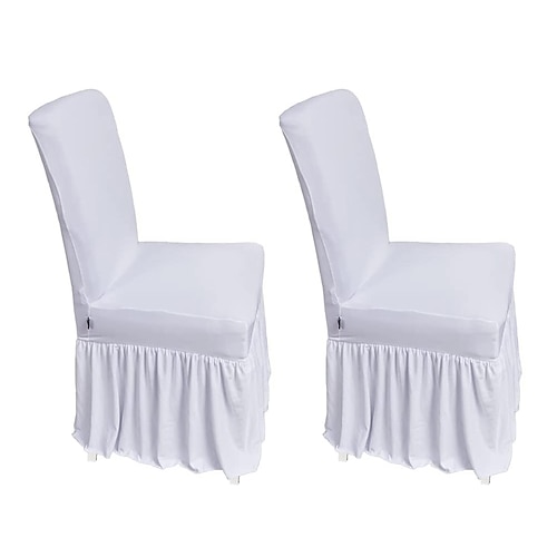 

Kitchen Chair Cover Solid Color Pigment Print / Pleated Polyester Slipcovers