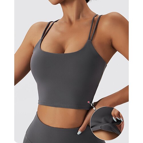 

Women's Sports Bra Double Layered Fleece Medium Support Yoga Fitness Running Bra Top Sport Activewear Thermal Warm Comfortable Stretchy Solid Color